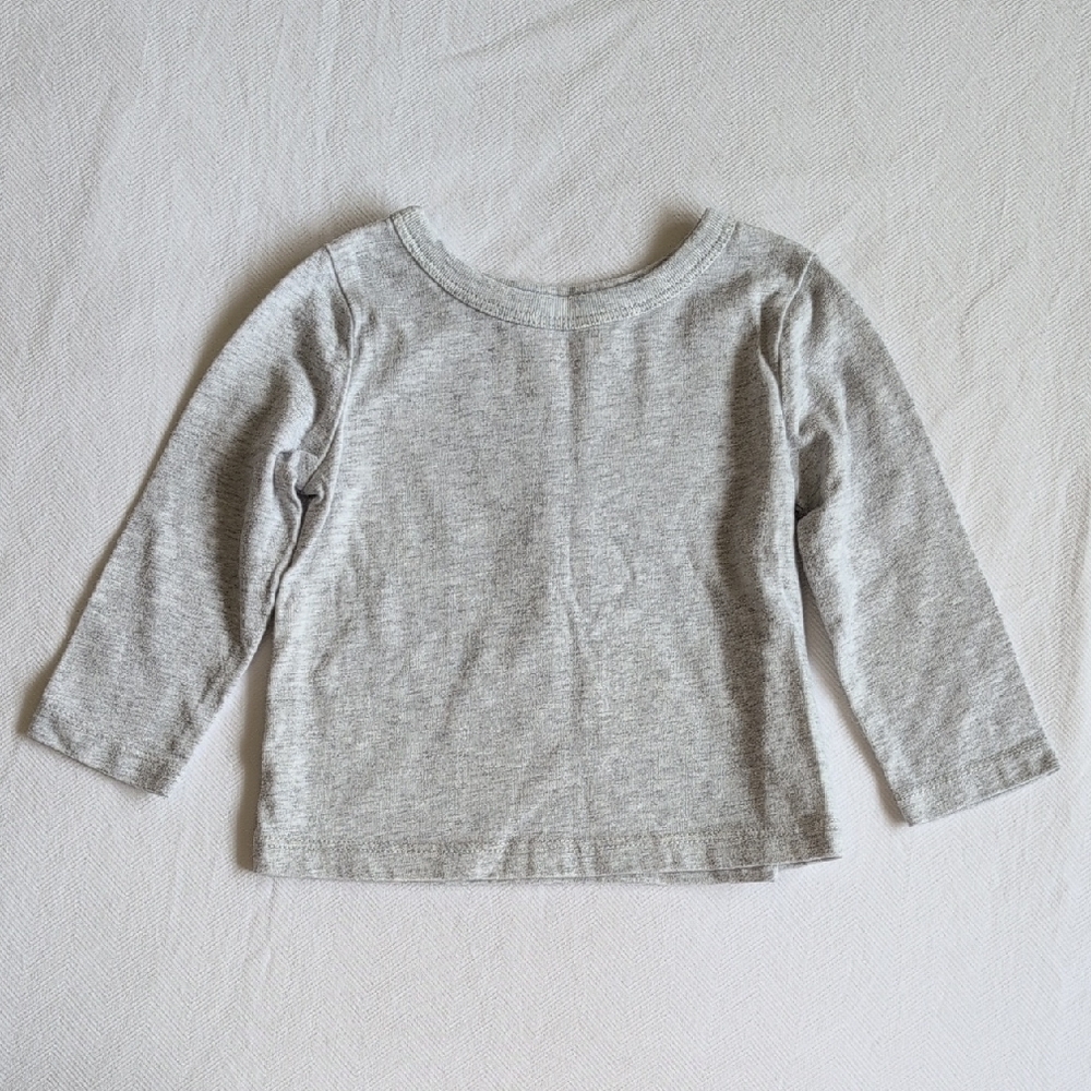 joe fresh basic gray long sleeve cotton blend shirt 6-12 months baby unisex